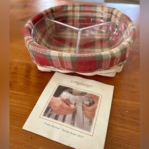 Longaberger Red and Green Plaid Divided Basket